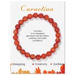 Carnelian Gemstone Stretchy 8mm Ball Bracelet With Message Card (55mm)